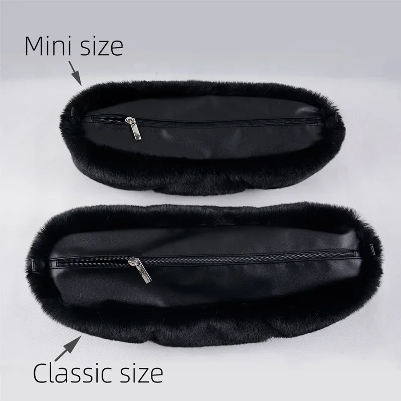 New Autumn winter obag Faux Rex Rabbit fur zipper up furry Trim Inner pocket for Classic Mini O bag Accesorios