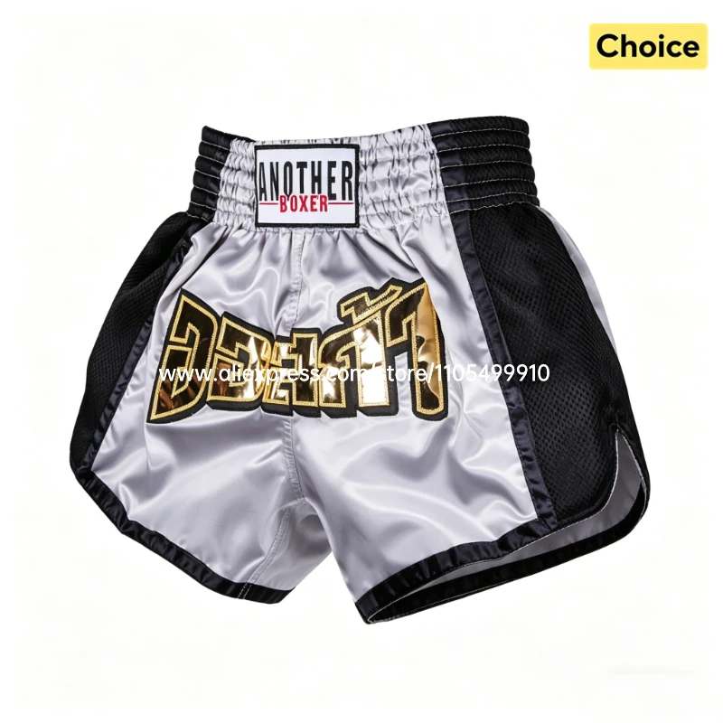 Boxing Shorts Grey Muay Thai Shorts for Men Women Children Breathable MMA Martial Arts Cage Fighting Kickboxing Training Pants