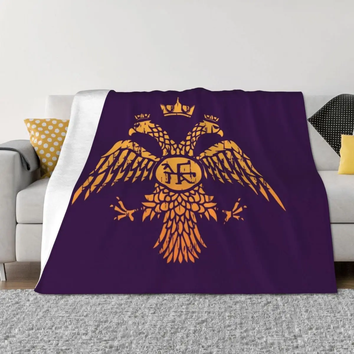 

Byzantine Eagle Symbol Flag Throw Blanket Luxury Designer Decorative Sofa Sleeping Bag Blankets