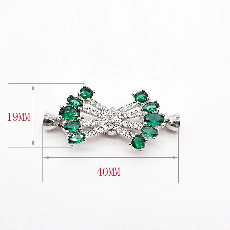 1piece green/blue/red/ zircon Clasp hook Jewelry pendant accessory connector  wholesale  hook FPPJ