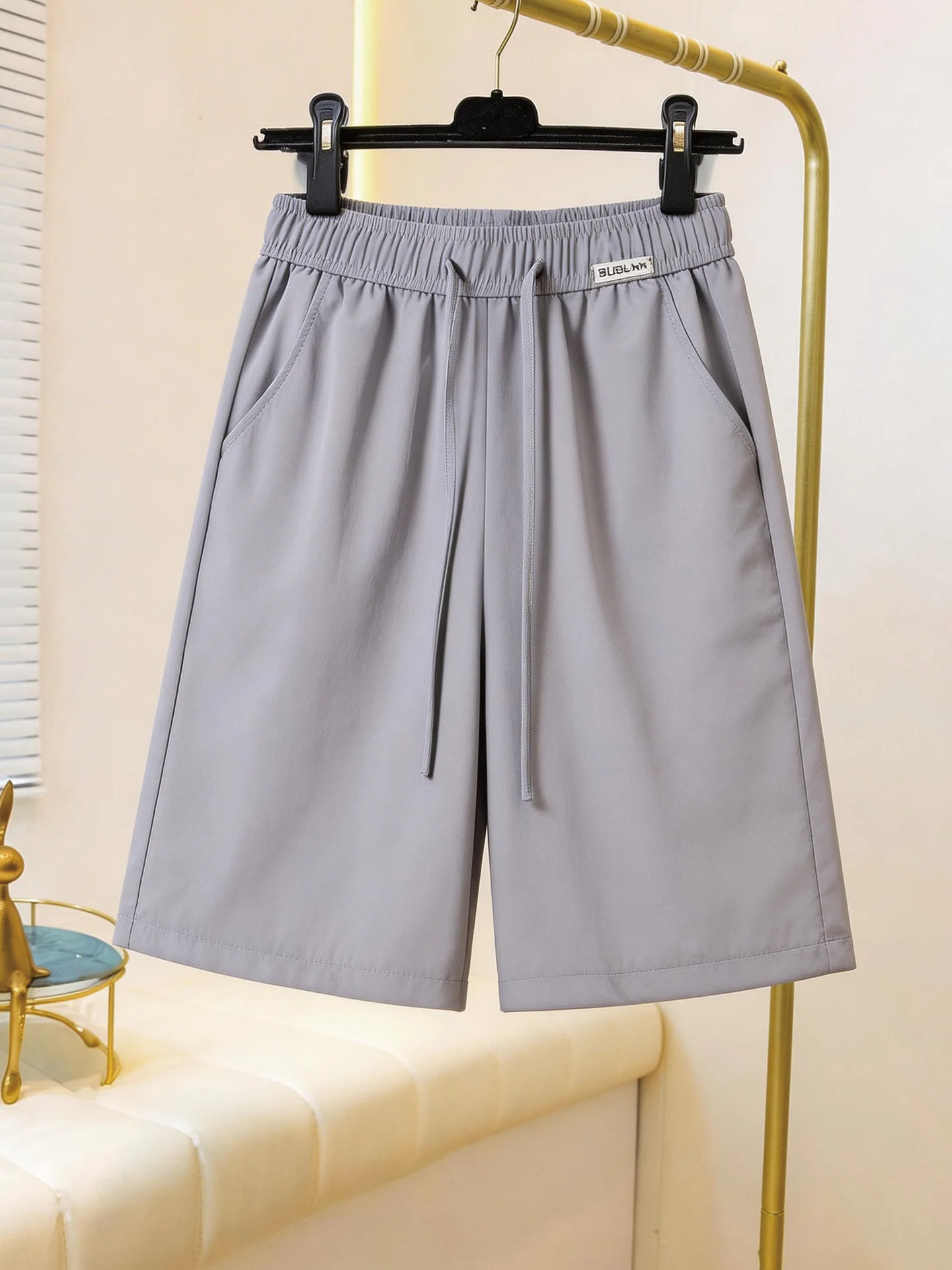 

Qui Dry Sport orts Women Summer Thin High Waist Casual Drape Loose Running Wide Leg mid Length Pants High Waist