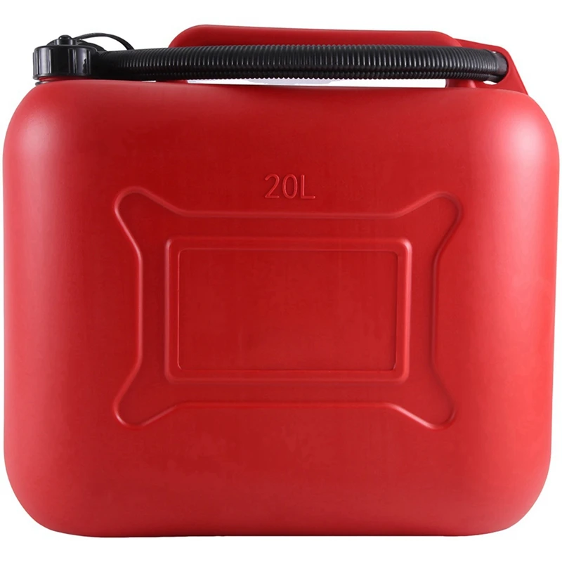 20L 5.28Gal Car Fuel Tank Can Spare Plastic Petrol Gas Container Anti-Static Fuel Carrier With Pipe For Car Travel Easy To Use