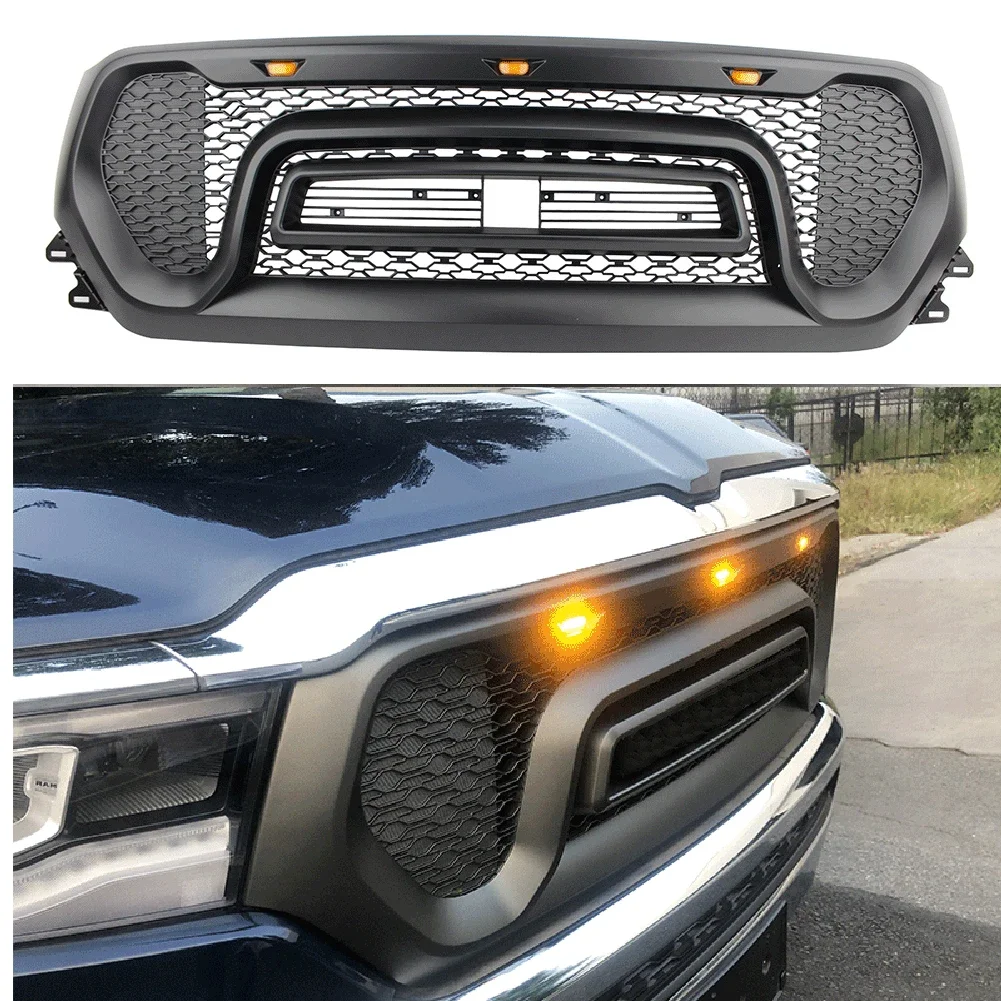 Car Front Upper Bumper Radiator Hood Mesh Grilles For Dodge Ram 1500 2019 2020 2021 2021 2022 2023 Black