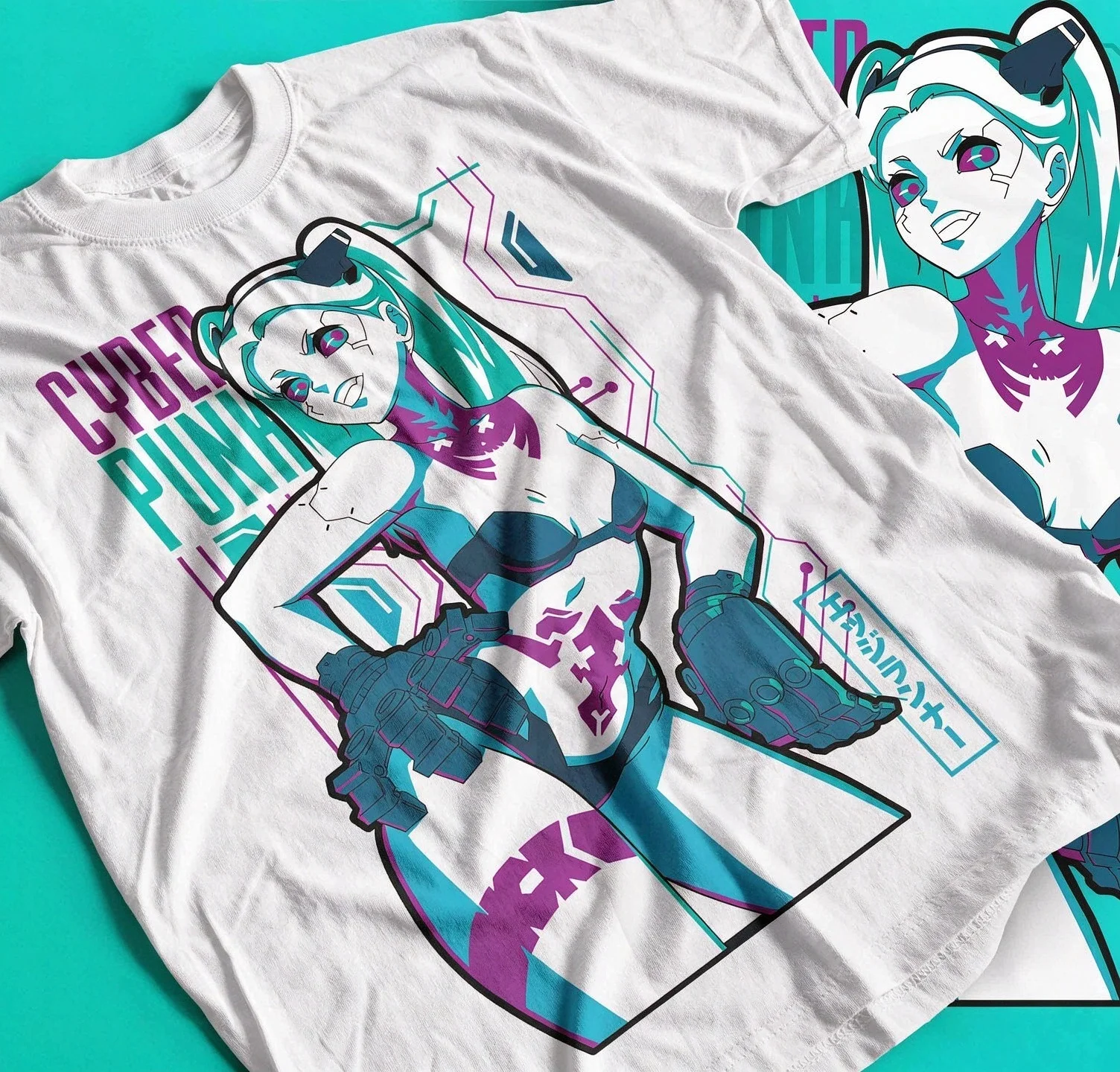 Cyberpunk Edgerunners Rebecca Anime Graphic T-shirt Cyber Y2K Unisex Couple Short Sleeve Tee
