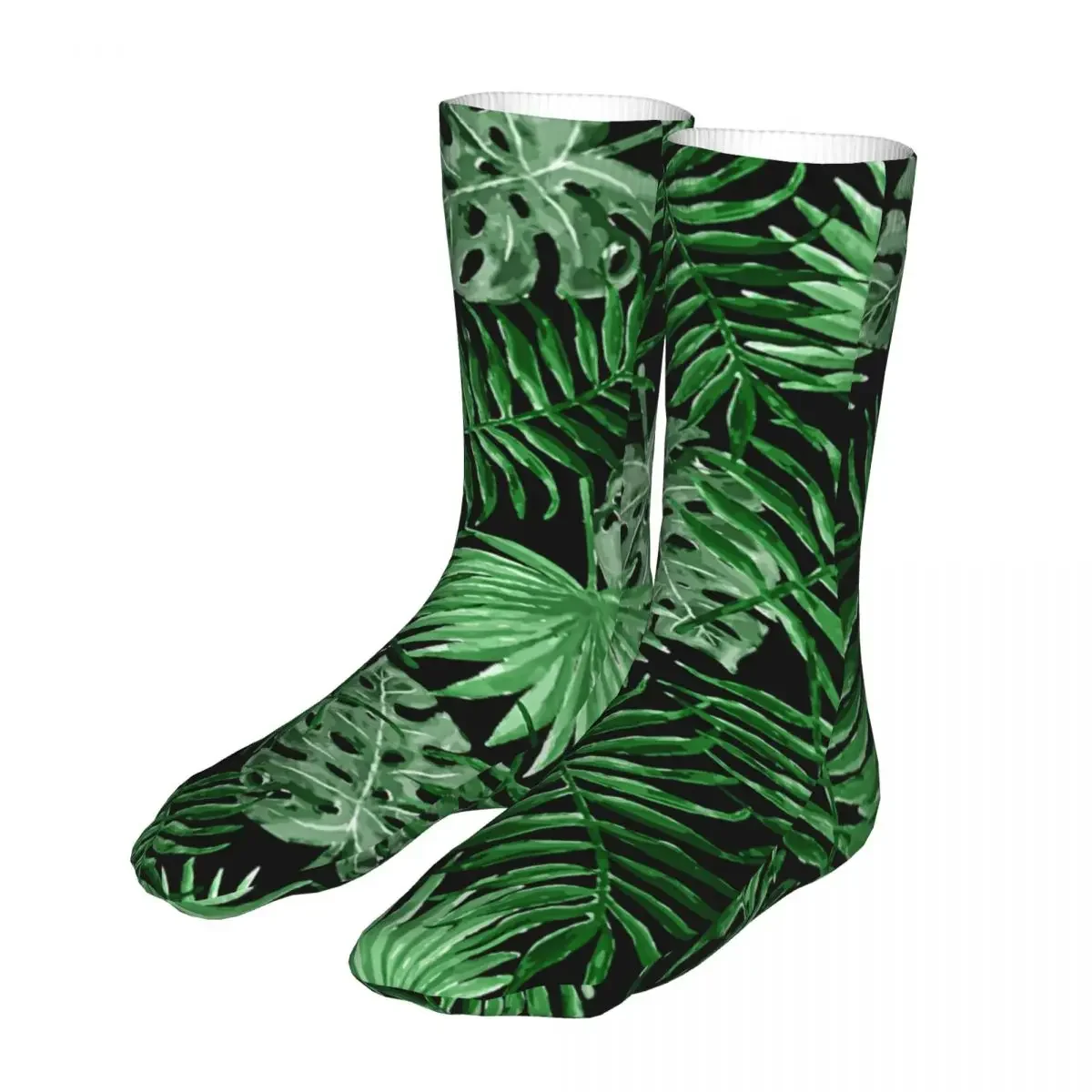 Men Bike Tropical Summery Green Hawaiian Palm Tree Floral Socks Cotton Compression Woman Sock