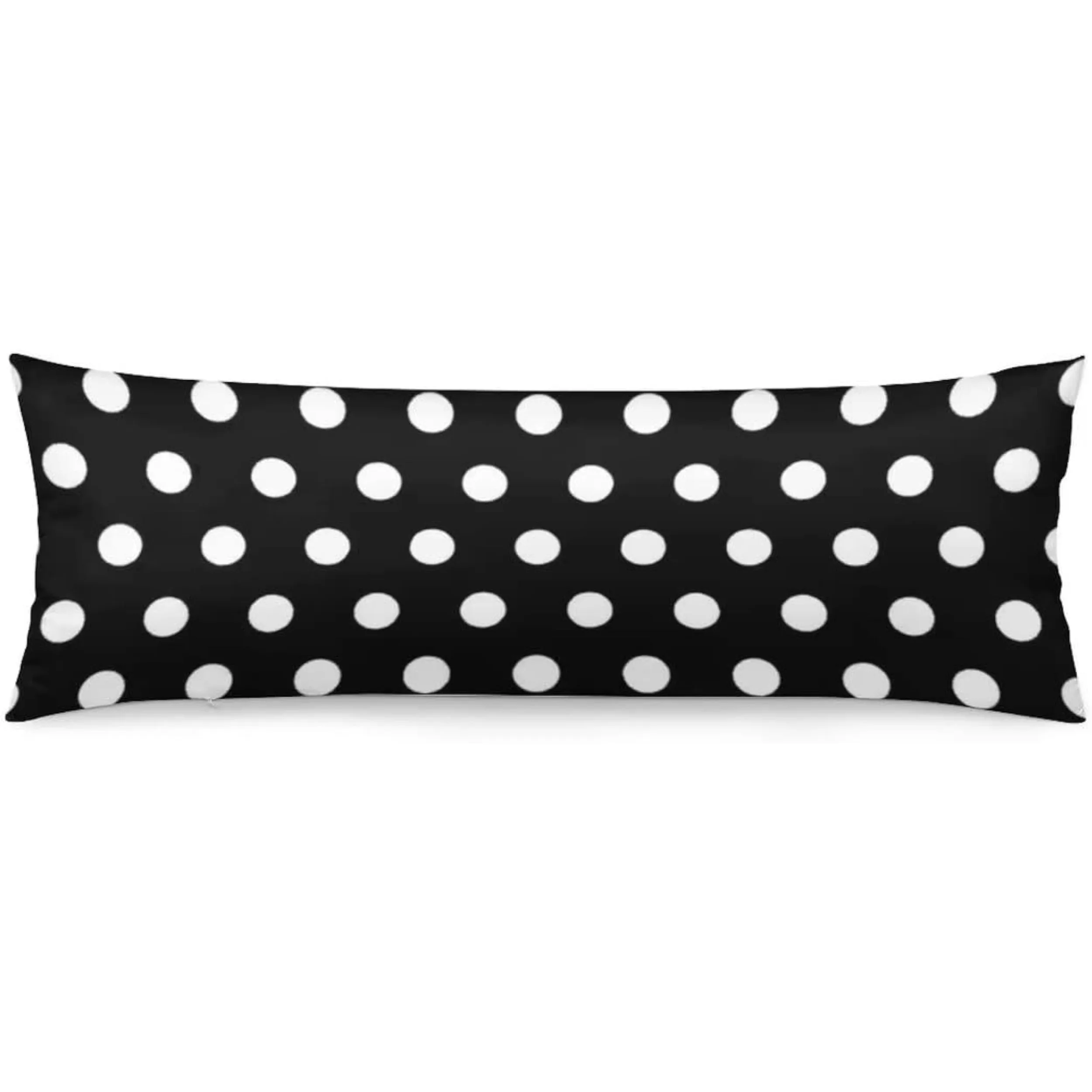 1pc Vintage-Style Black and White Polka Dot Long Body Pillow Cover Zippered Soft Bedding Pillowcase