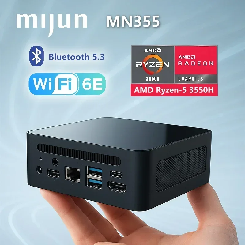 Мини-ПК AMD Ryzen 5 3550H Процессор мини-ПК геймерский настольный компьютер M.2 SATA SSD 2xDDR4 Слот NVME SSD WIFI6E BT5.3 HD Windows 11 Pro