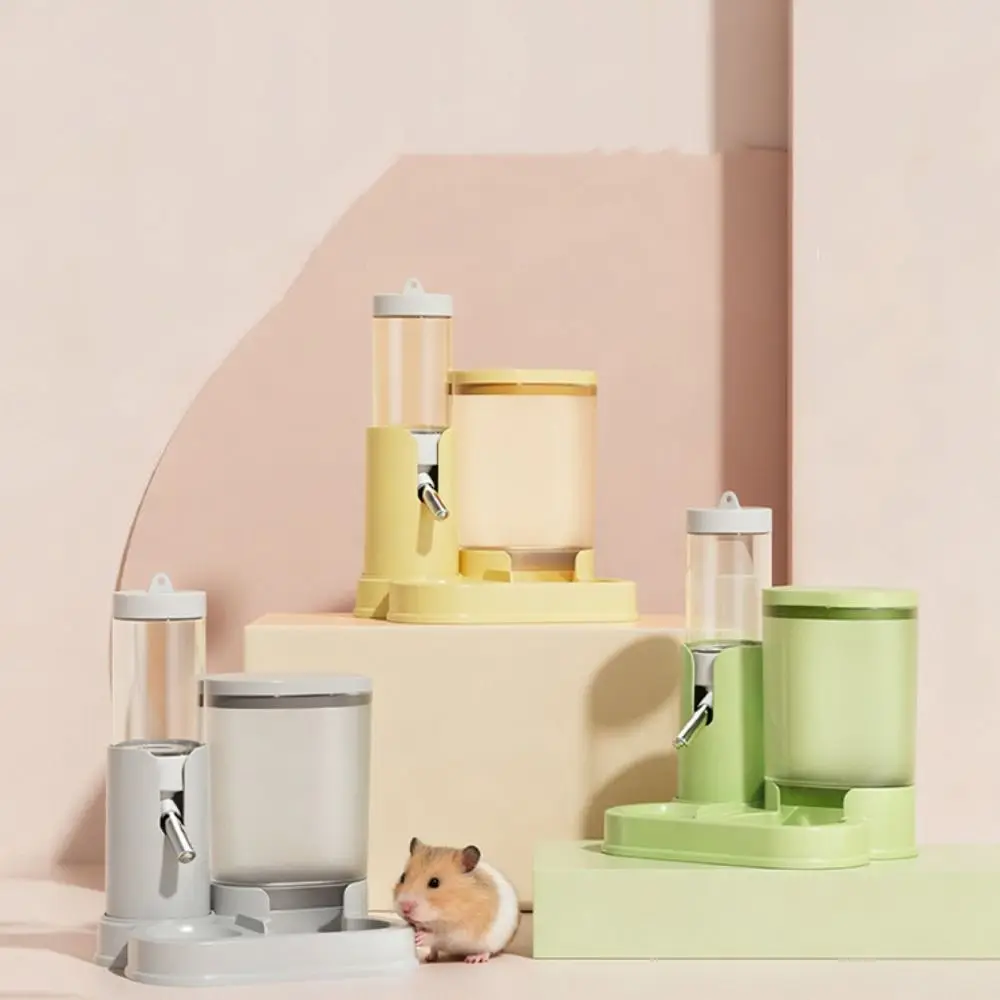 

Easy Install 2 in 1 Hamster Water Dispenser Automatic Leak-Proof Hamster Water Bottle with Base Hamster Food Basin Indoor