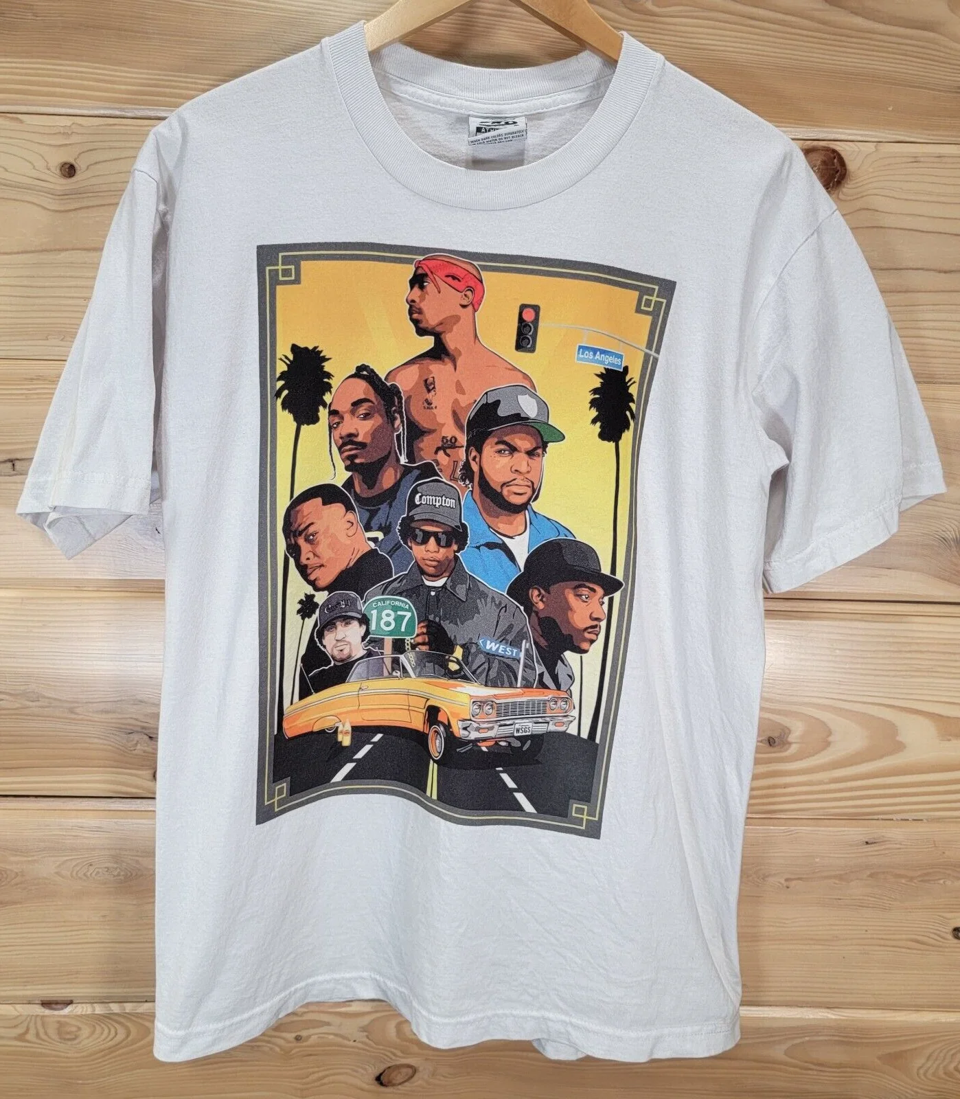 West Coast Rappers T Shirt 2Pac Snoop Ice Cube Low Rider Size Large