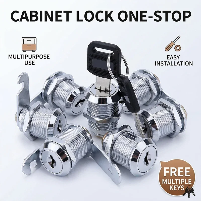 20SETS 16mm Metal Cylinder Lock for Cabinet Security Mailbox Drawer Lock with 2 Keys - Same Key for All Different Key for Each