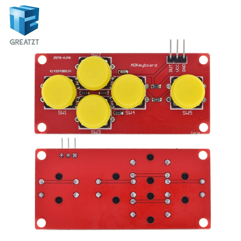 GREATZT AD Keyboard Simulate Five Key Module Analog Button for arduino Sensor Expansion Board