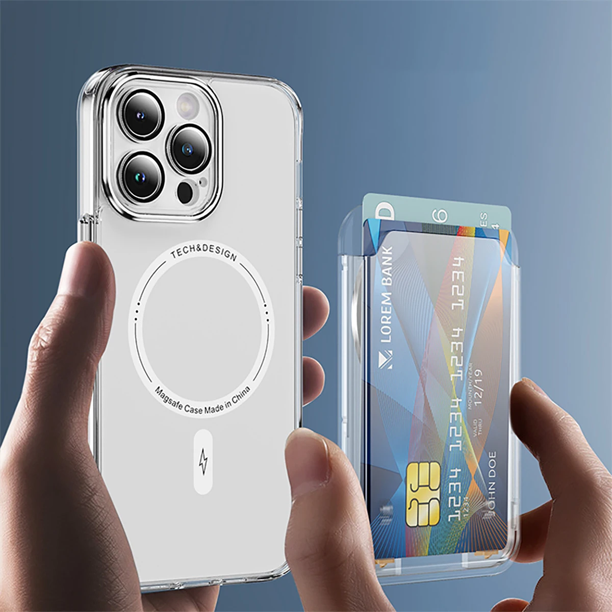3-teiliges magnetisches Handy-Kartenetui, geeignet für Apple Card Wallet, kompatibel mit allen magnetischen Handyhüllen, transparente Schutzhülle für iPhone 17/16/15/14/13/12 Max Air Plus, kratzfeste Handyhülle aus PC – Detail 6