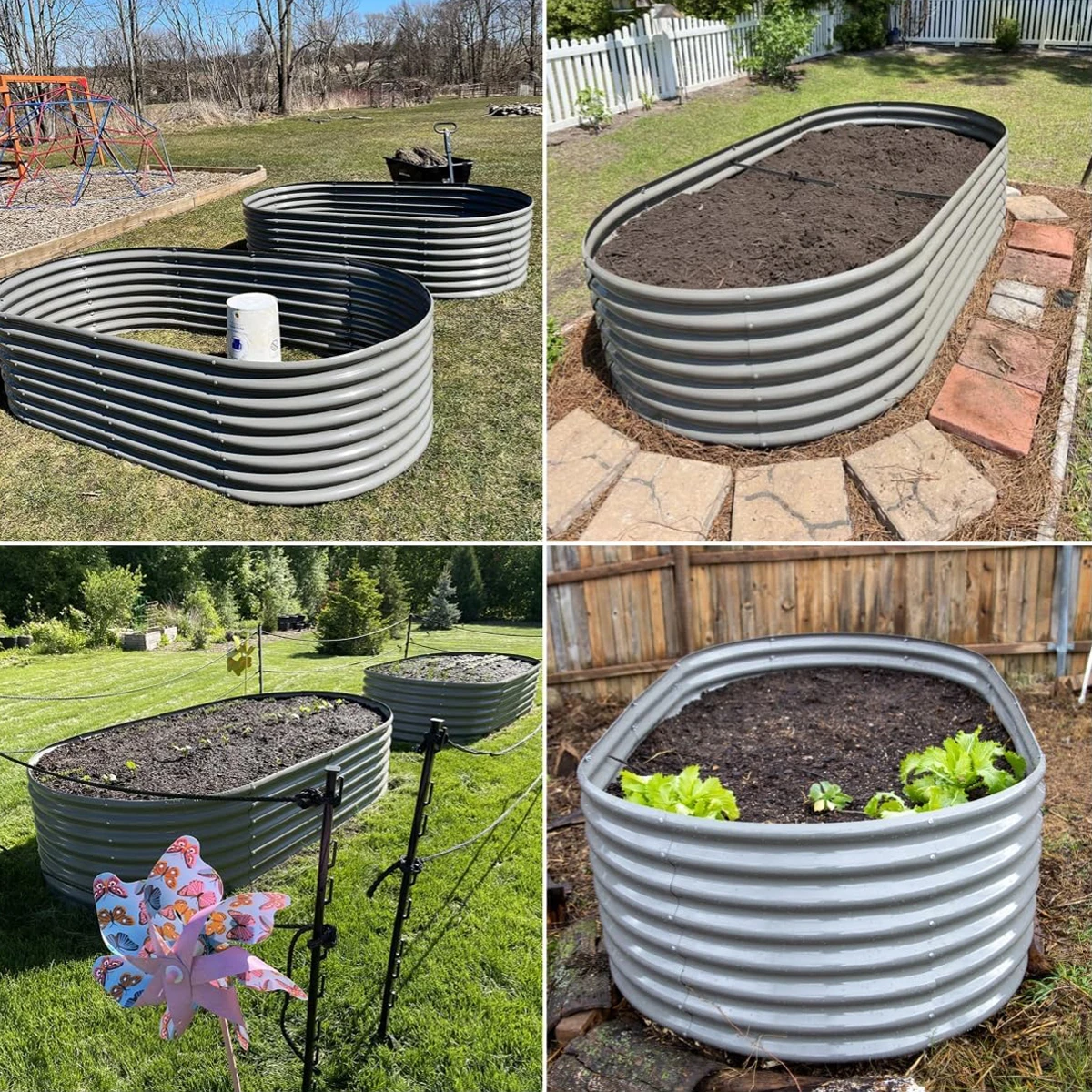 

8x4x2ft Galvanized Raised Garden Bed Kit, Oval Metal Deep Root Planters for Outdoor Plants Vegetables Flowers Herb