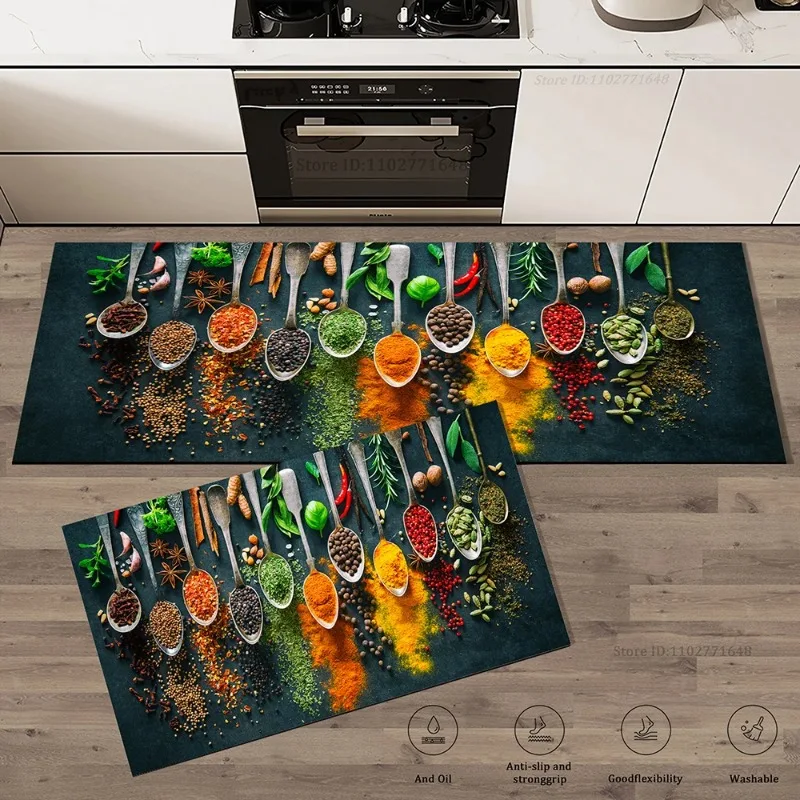 Grains Pattern Absorbent Non-Slip Kitchen Mat Anti-Fatigue for Comfort Doormat Rug Washable Modern Entrance Carpet