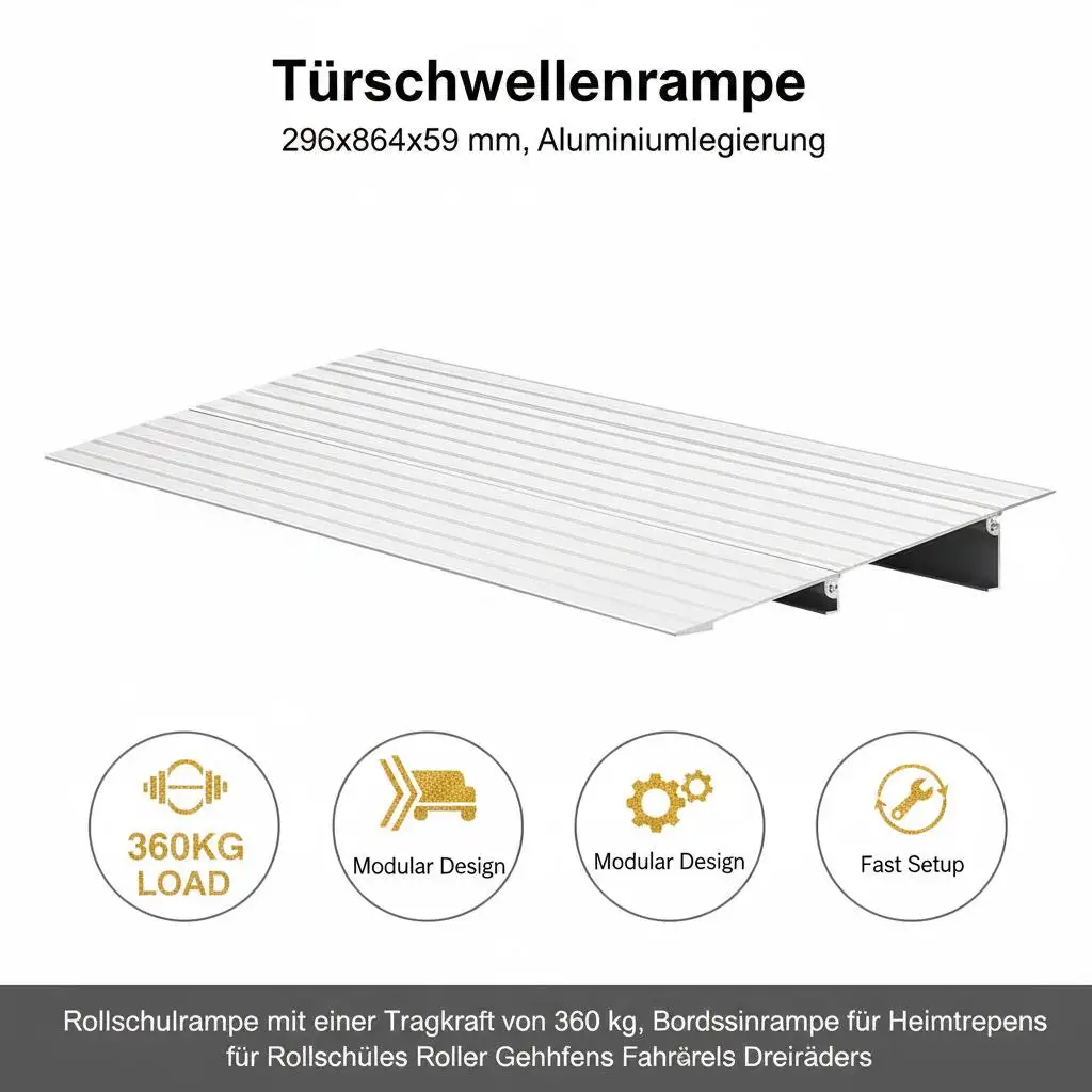 

Пандус для дверного проема, высота 2 дюйма, из алюминиевого сплава, грузоподъемность 800 фунтов, пандусы для инвалидов для домашних ступеней
