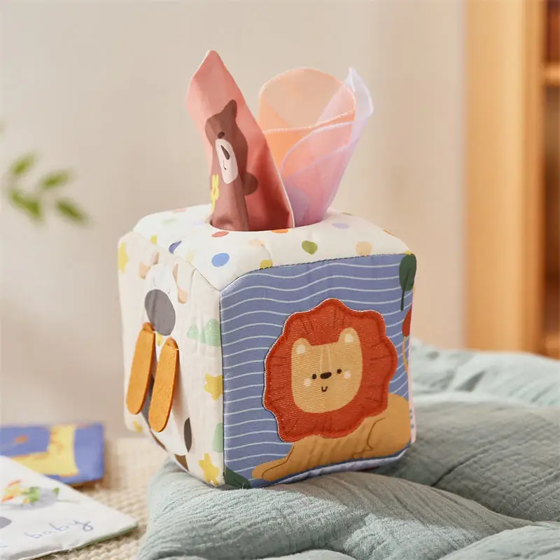 Baby Cotton Tissue Box Toys Game Colorful Soft Montessori Cotton Educational Sensory Toy For Toddler Finger Exercise Silk Gifts