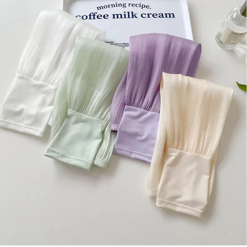 Summer Women Ice Silk Anti-sunburn Sleeve Cool Wearing Loose Anti-UV Cycling Driving Sleeve Outdoor Riding Fingerless Arm Cover