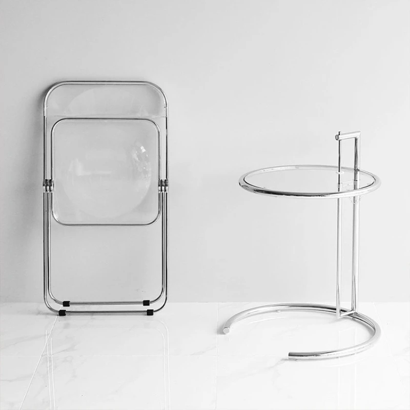 

Transparent plastic folding chair, modern minimalist creative backrest, restaurant acrylic chair