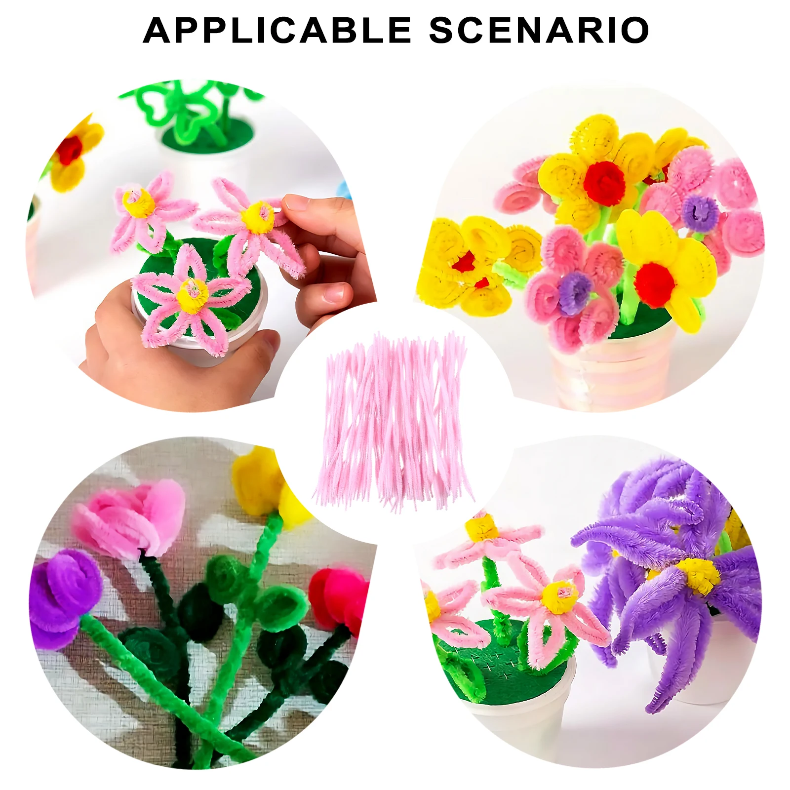 

200pcs Stems Colorful Craft Sticks Bendable Strips Kids Diy Durable Creative Handmade Accessories For