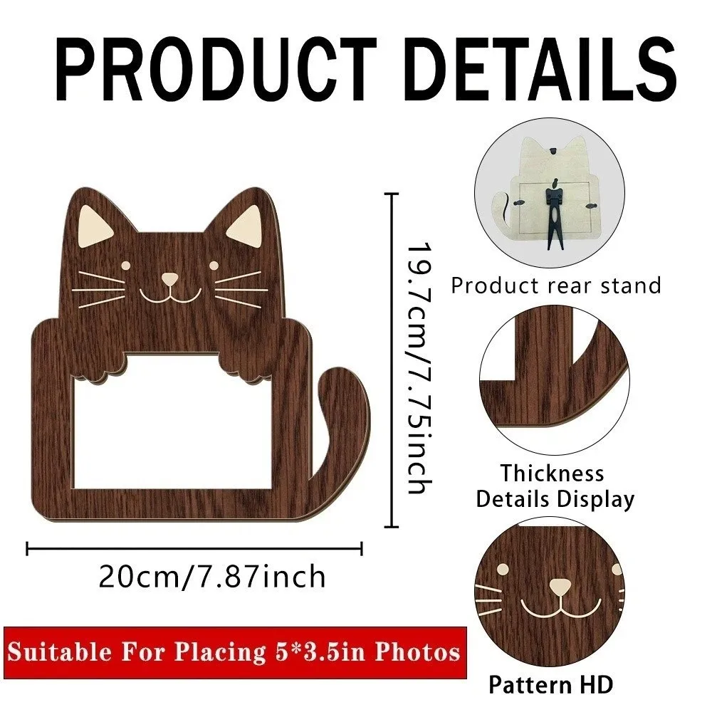 Animal Shaped Wooden Photo Frame Cat Bear Design Home Photo Display Desktop Picture Frame Desktop Ornament Photo Display Rack