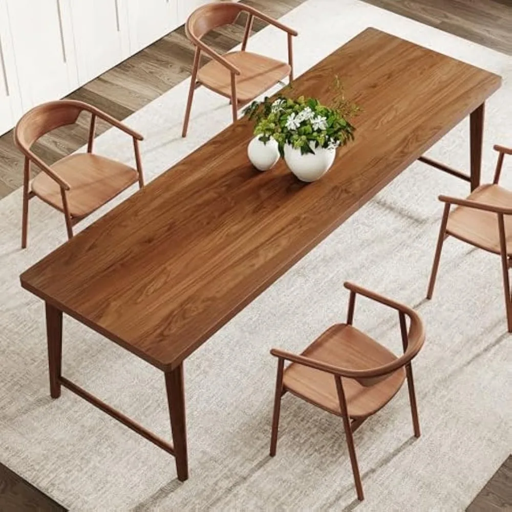 78,7-Zoll-Esstisch, moderner Küchen-Esszimmertisch aus der Mitte des Jahrhunderts für 6-8 Personen, Küchentische aus Holz mit robustem Metall