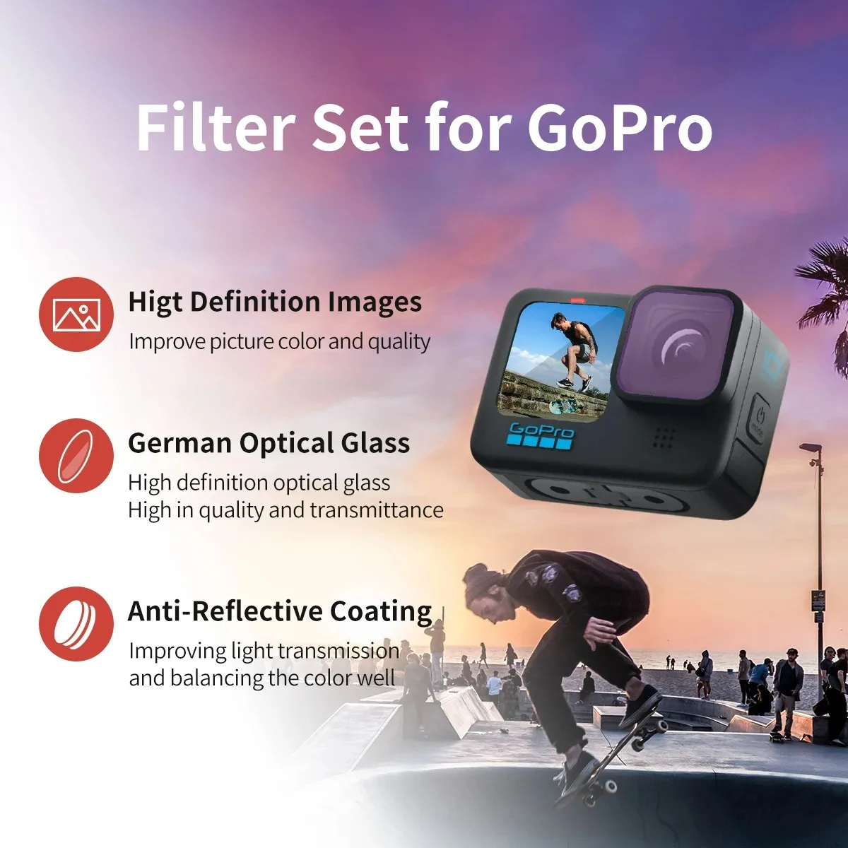 Mecoright ل GoPro Hero 9 10 11 مجموعة مرشحات كاميرا الحركة UV CPL ND8/64/1000 NDPL طقم ليلي المستقطب عدسات الغوص الملحقات