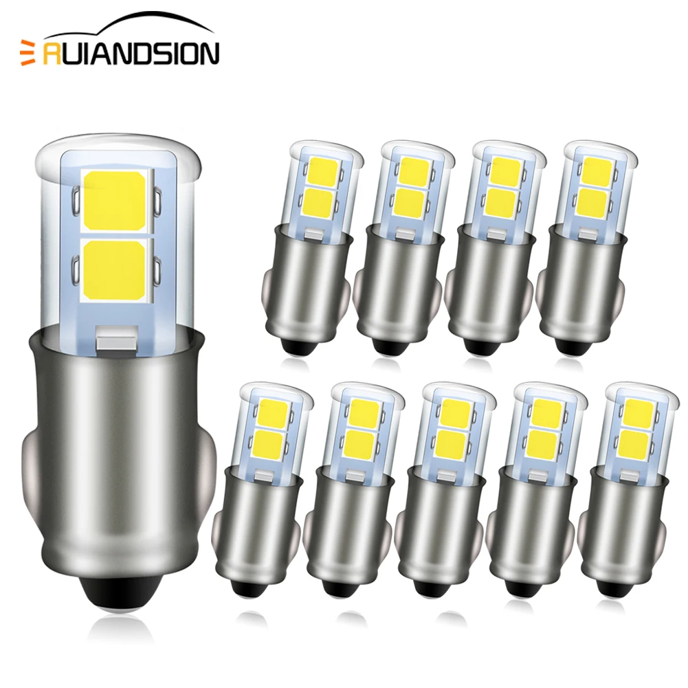 10 шт., белый светодиодный светильник BA7S для салона автомобиля T7 LLB281 GLB28, датчик приборной панели, сигнальный переключатель, лампа переменного тока, постоянный ток, 6 В, 12 В, 24 В, авто, теплый белый