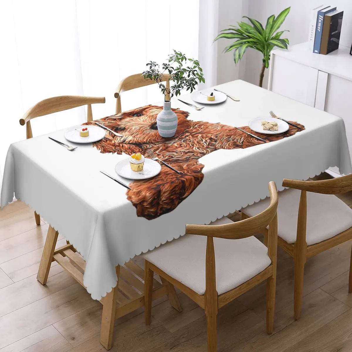 Cavapoo Labradoodle Goldendoodle Poodle Mix Rectangular Tablecloth Waterproof Table Cover for Dining Events Table Cloth
