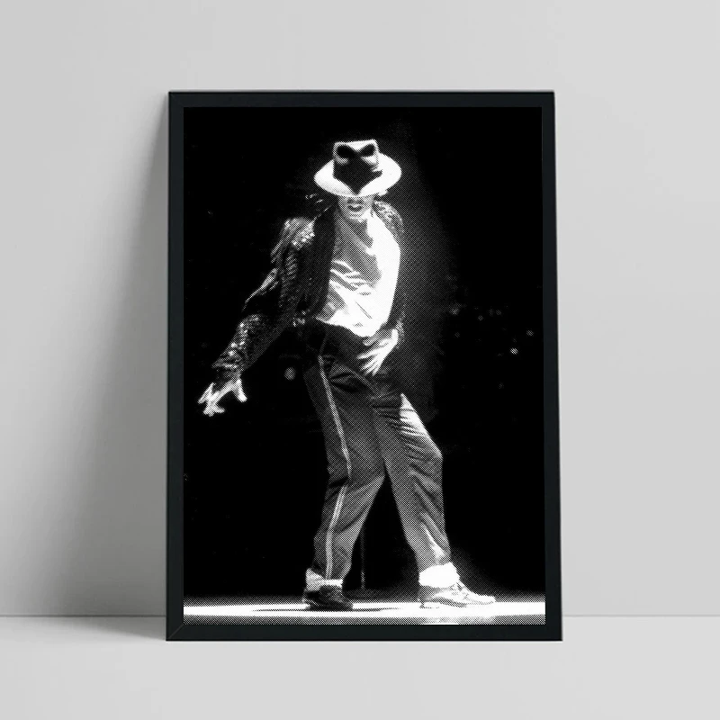 King of Pop Michael Jackson Posters Black and White Canvas Painting Musician Print Wall Art Pictures for Living Room Home Decor