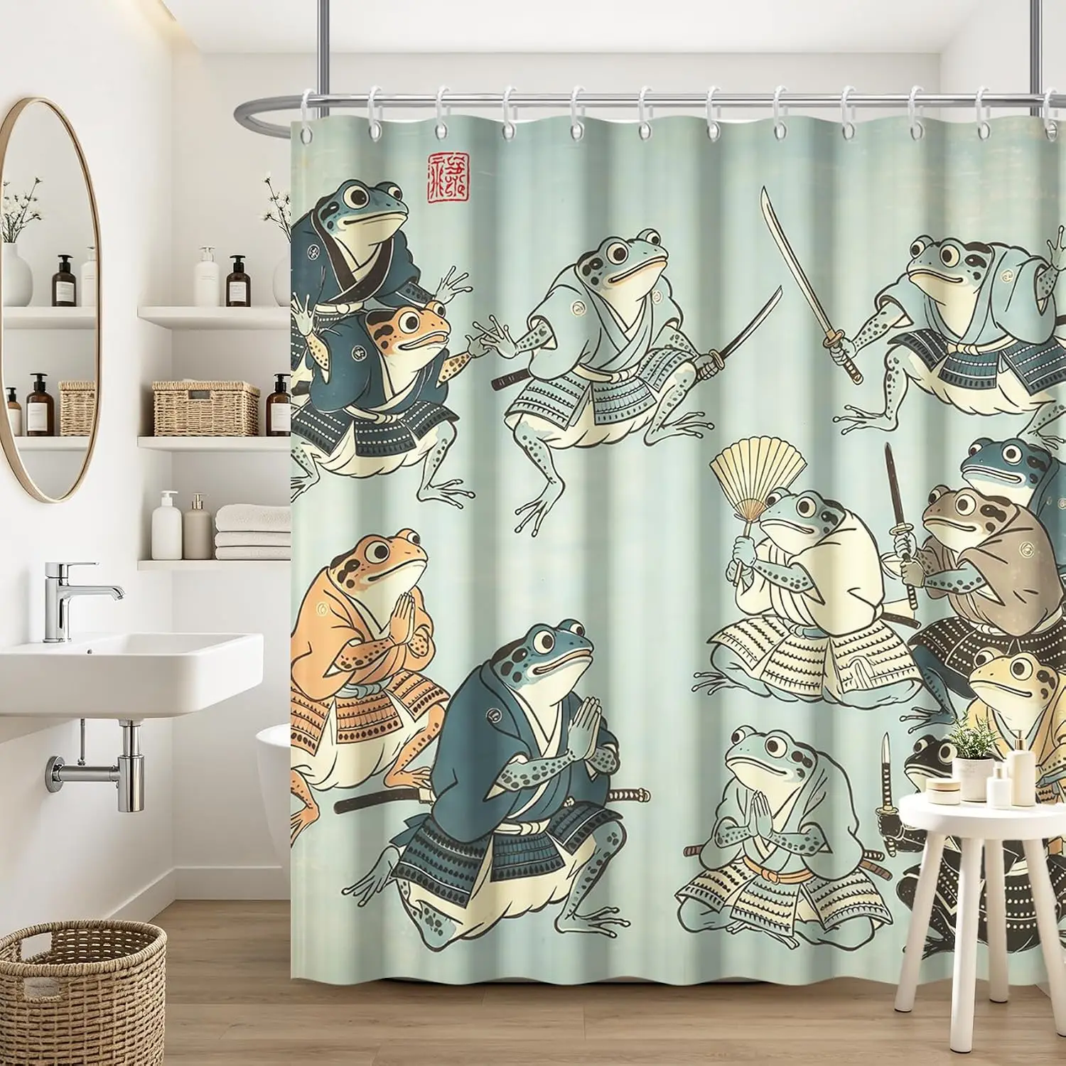 Cartoon Frog Collection Shower Curtain Waterproof 180x180cm Funny Jungle Comic Bathroom Decor Novelty Gift