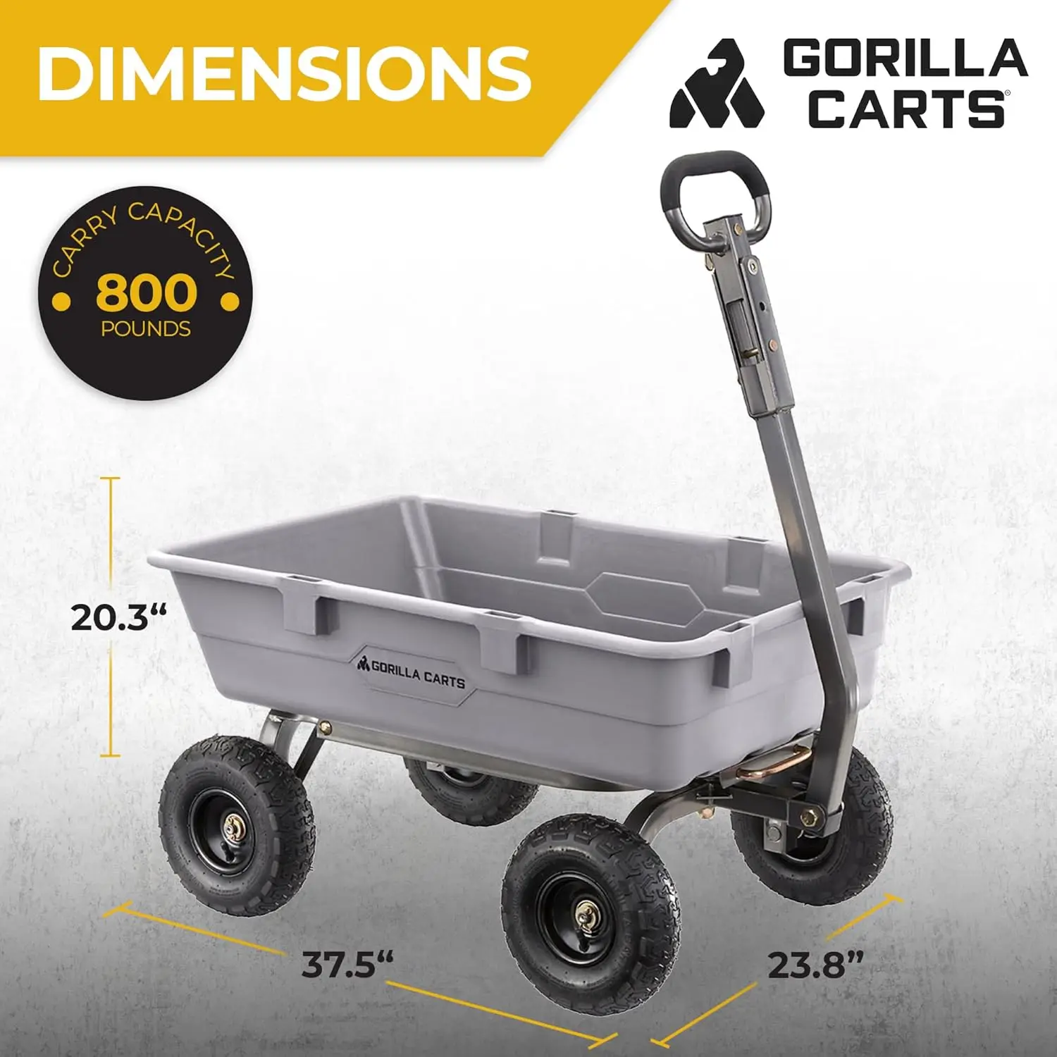 800 libbre di capacità Heavy Duty Poly Yard Garden Steel Dump Utility carriola Wagon Cart con 2-In-1 traino Atv maniglia, grigio