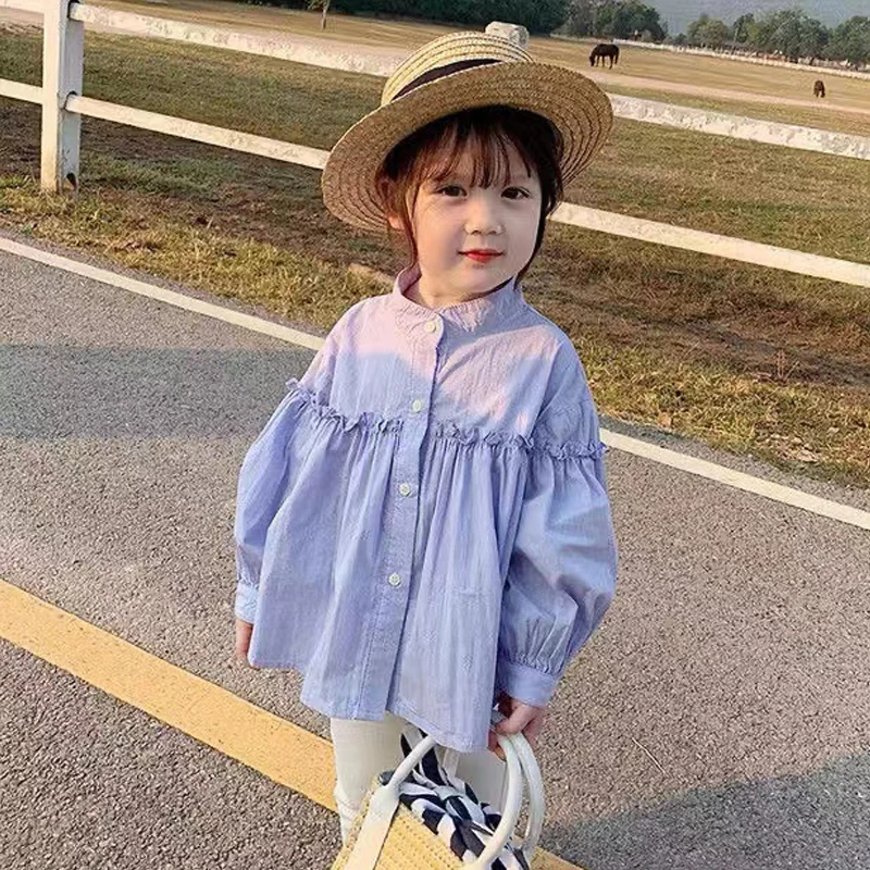 قميص أطفال بأكمام طويلة من القطن الخالص ، قميص أبيض رقيق ، بلوزة فضفاضة للأطفال ، ملابس سفر غير رسمية ، الربيع والخريف #3