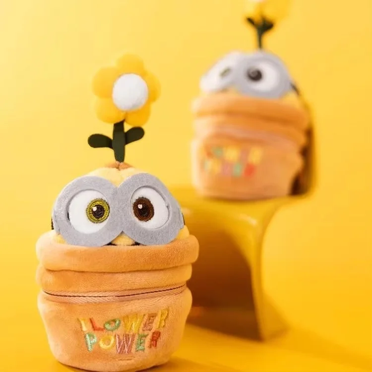 Minions Bob Kevin Keychain Cute Anime Figure Plush Pendant Bag Decorations Hang Ornaments Kawaii Birthday Gift For Girls