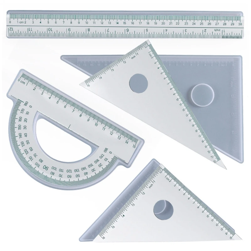 

4 Types Ruler Resin Mold Handmade Stationery Straightedge Protractor Triangular Rule Epoxy Silicone Mould DIY Craft