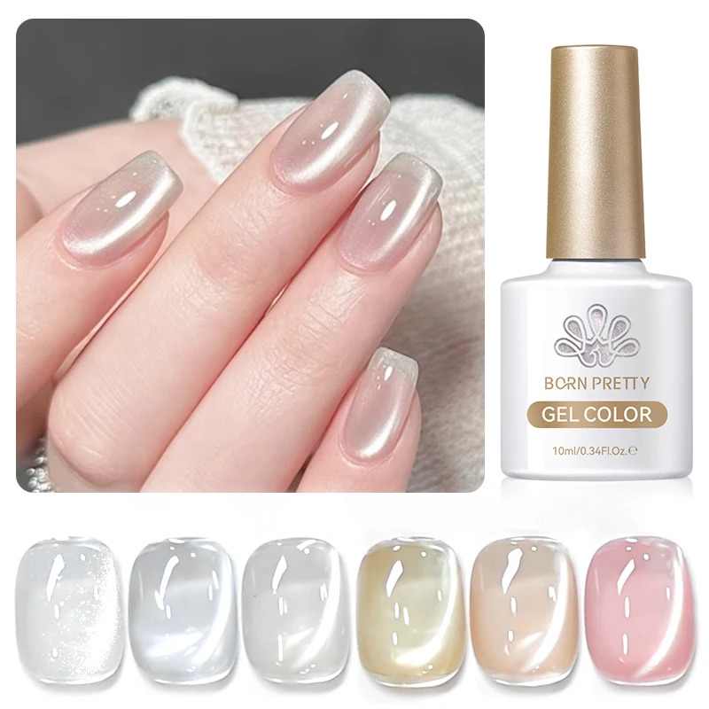 BORN PRETTY 10ml Glass Water Light Cat Magnetic Gel Clear Pink Jelly Color Semi Permanent Soak Off UV LED Varnish Manicure