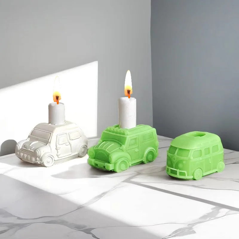 3D DIY Resin silicone mold for car and sedan candlesticks Cute bus candle holder Concrete cement gypsum silicone mold