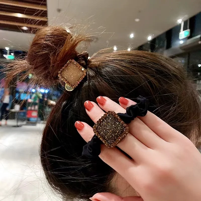 

High-end crystal hair tie does not hurt the hair circle tie hair band high elastic hair tie hair accessories