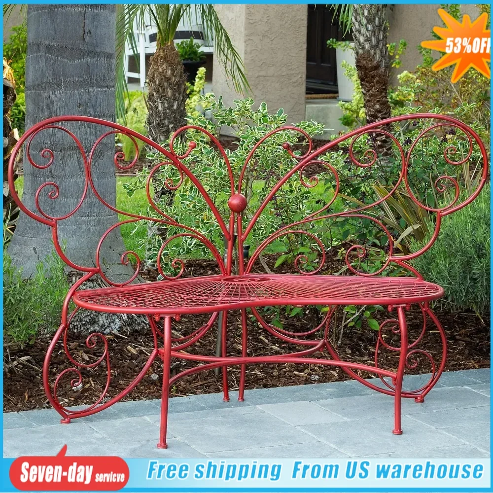 

Garden Bench 62" x 26" Outdoor 2 Person Metal Butterfly Shaped, That it’s sturdy color is vibrant Outdoor Garden Benches