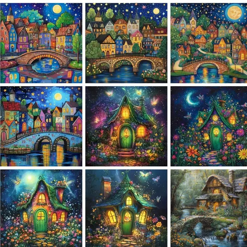 GATYZTORY Picture By Number Fantastic Diy House Scenery Painting By Numbers Canvases for paint For Adults Home Decoration Gift