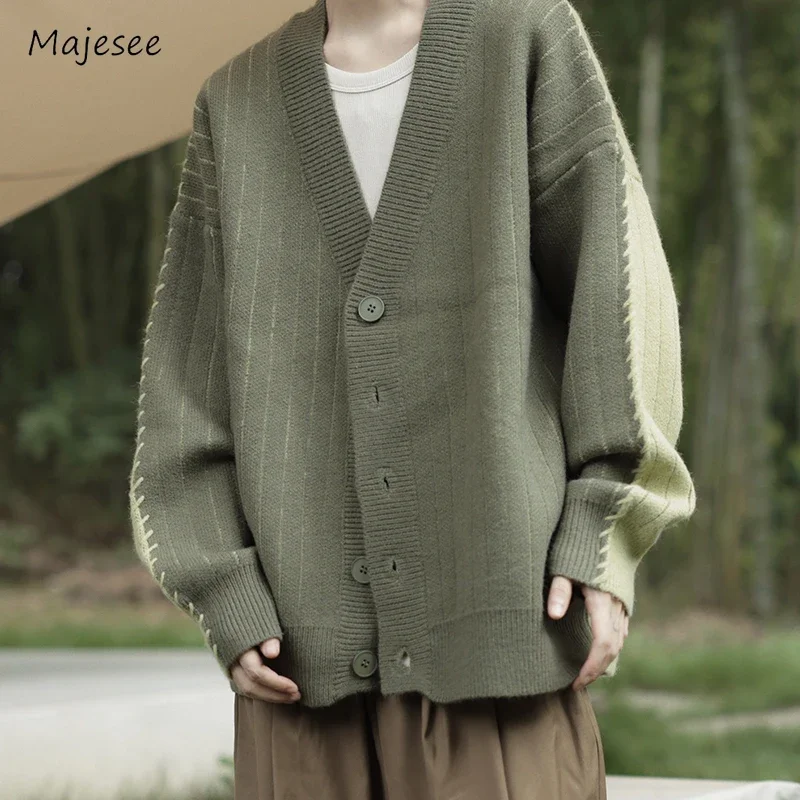 Solid Cardigan Men Single Breasted Loose Slouchy Teenagers Handsome Temperament Stylish Spring Autumn Knitwear Unisex M-2XL Ins