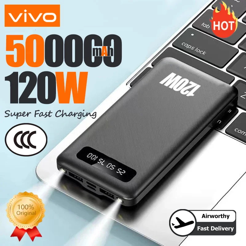 باور بانك Xiaomi 200000mAh بقدرة 120 وات، شحن سريع للغاية، بطارية خارجية محمولة عالية السعة مع شاشة رقمية LED لهاتف IPhone