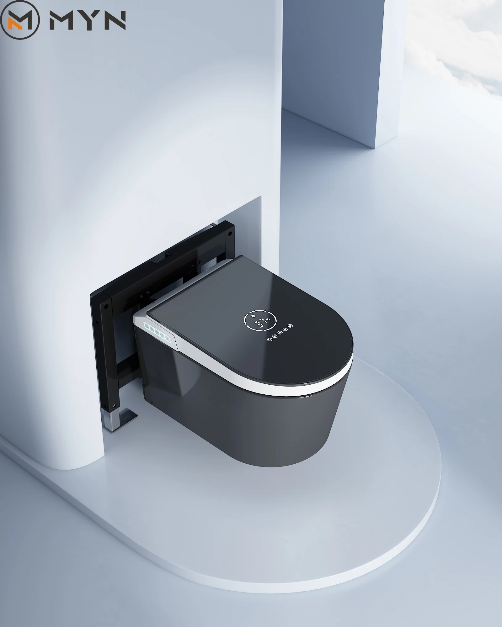 2025 High End Black White Wall Hung Ceramic Smart Electric Intelligent Toilette Wc Automatic Bathroom Wall Mounted  Toilet
