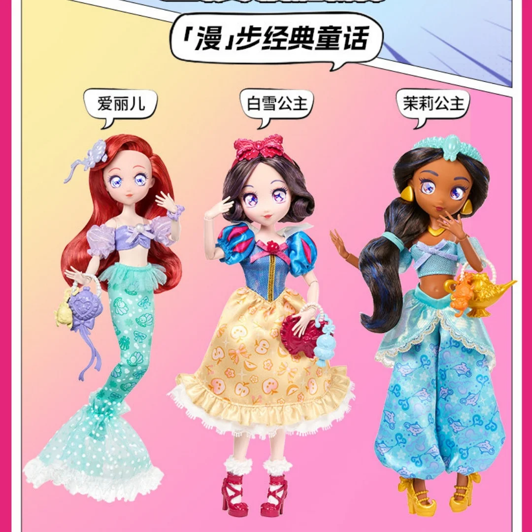 Mattel Barbie Disney Princess Snow White Anime Style Collectible Action Figure Movable Joints Decorative Gift Collection Display