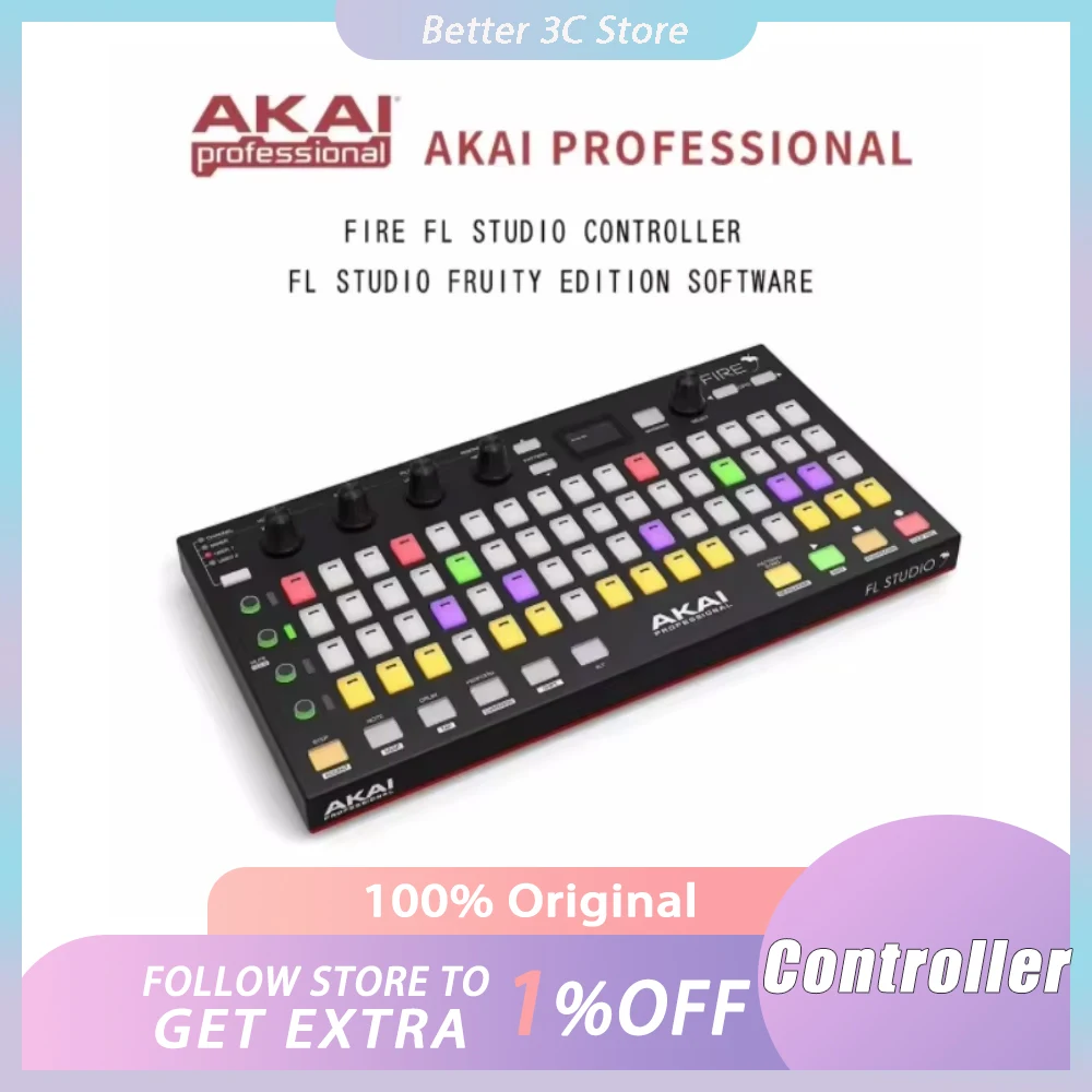 Akai Fire Fl Studio Controller Fl Studio Fruity Edition Software Stage Customized Oled Display Music Percussion Pad Synthesizer