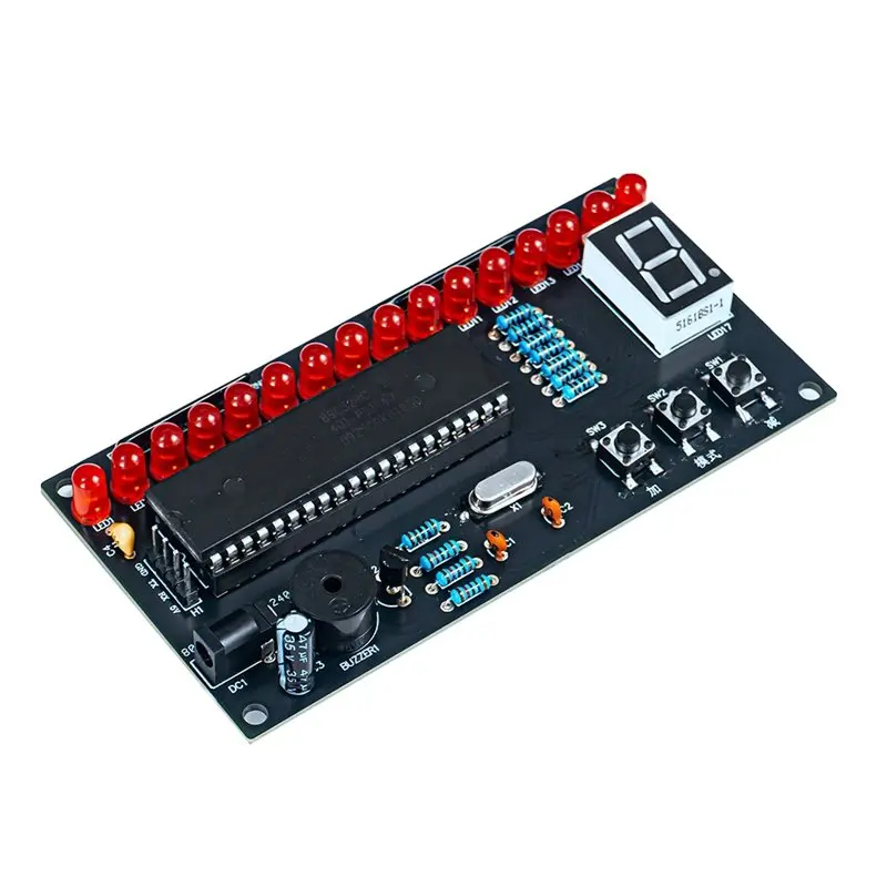 B68A LED Circuit Board Microcontroller Adjustment Speed Music Flowing Light Kit, DIY Electronic Soldering Training Set