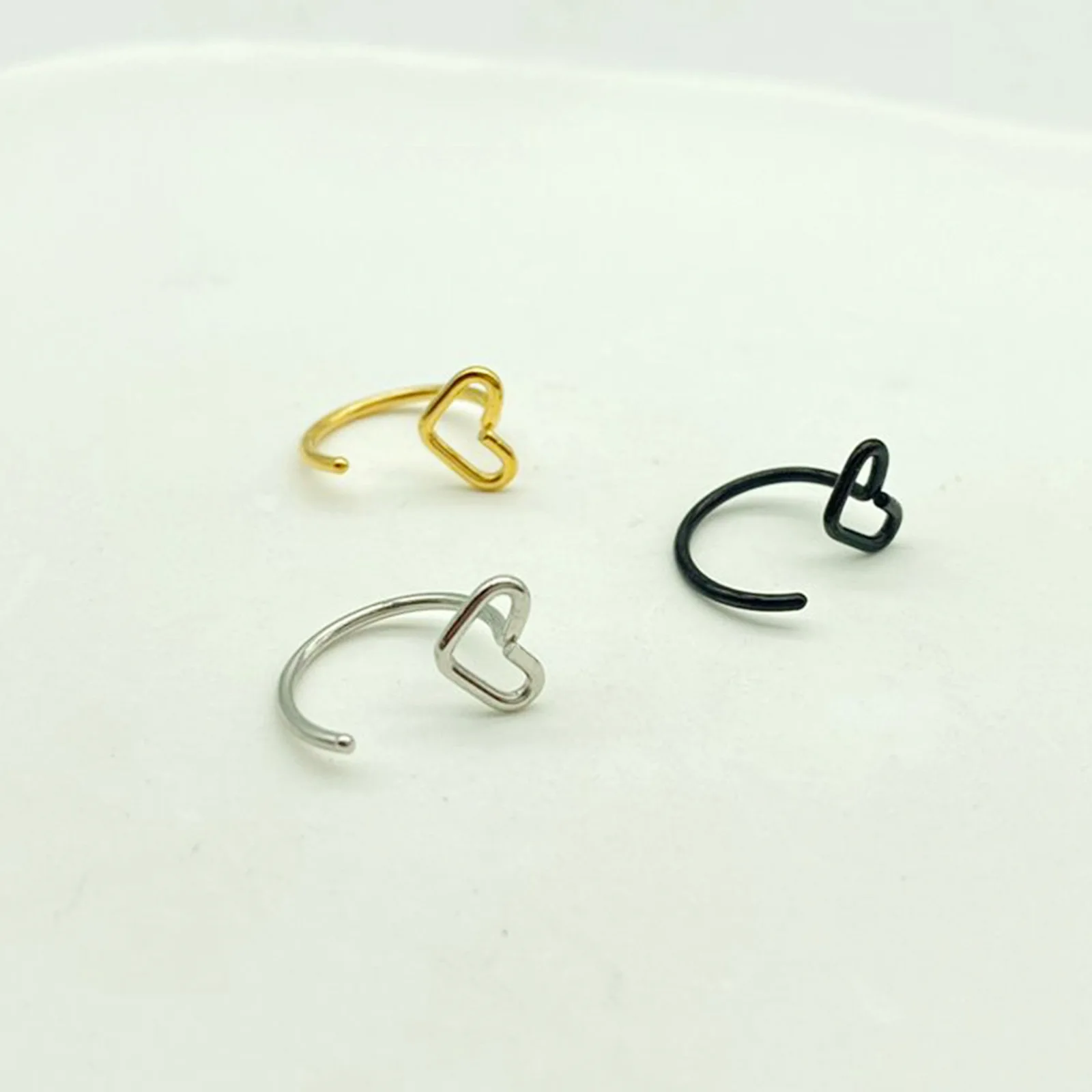 1 قطعة الفولاذ المقاوم للصدأ القلب الأنف خواتم الحاجز الفرس متمحور الجزء حلقة الأنف الأطواق الغضروف اللولب القرط هيئة ثقب المجوهرات #4