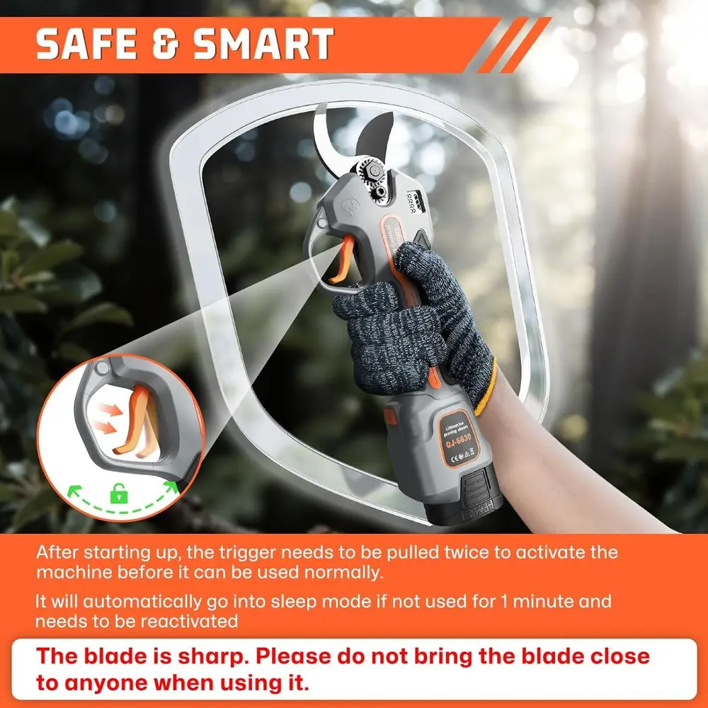 مقصات التقليم الكهربائية للبستنة، مقصات الحديقة بدون فرش، قاطع فرع التشذيب 0.5 سرعة القص الثانية 0.9-1.5 بوصة قطع القطر