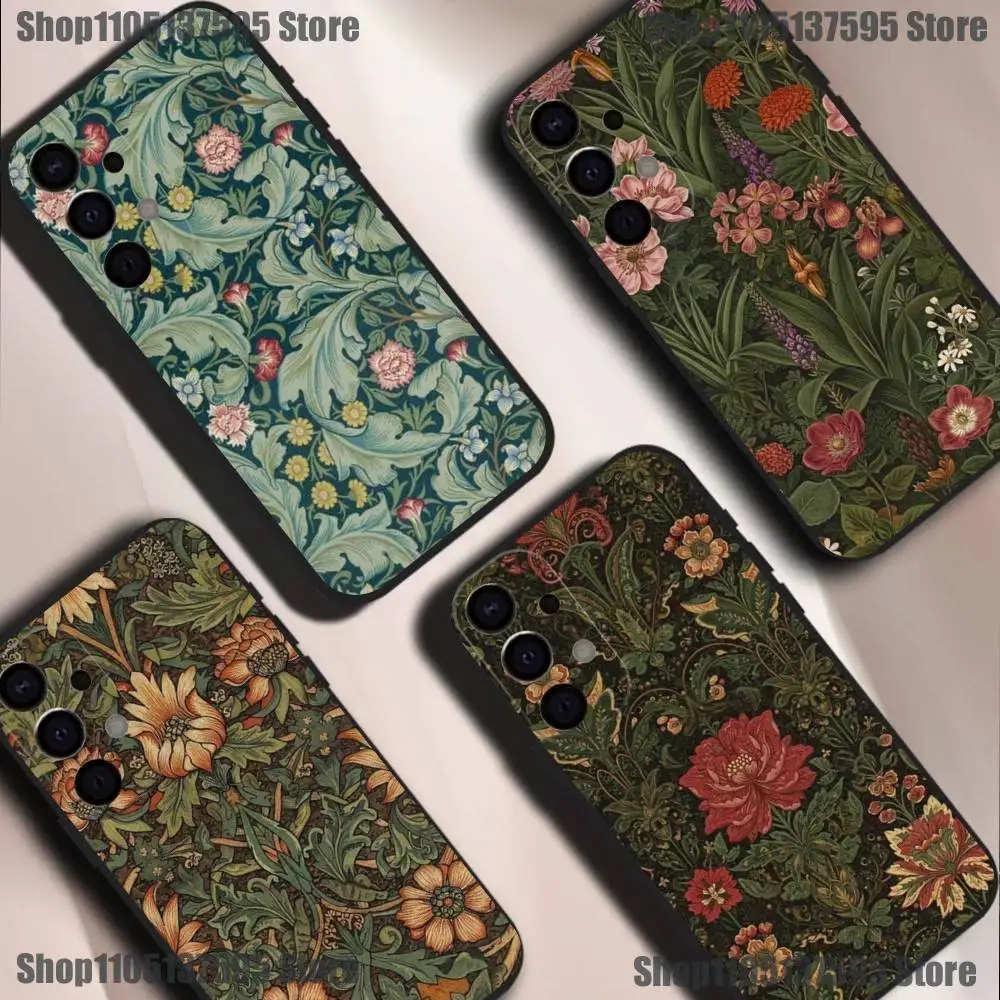

William Morris Phone Case For Samsung S25,S24,S21,S22,S23,S30,Ultra,S20,Plus,Fe,Lite,5G Black Cover