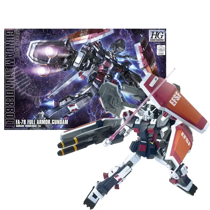 Bandai Assembly Model Kit HG FA-78 Full Armor Gundam Action Figure Gundam Thunderbolt Ver. December Sky Collection Gifts Toys