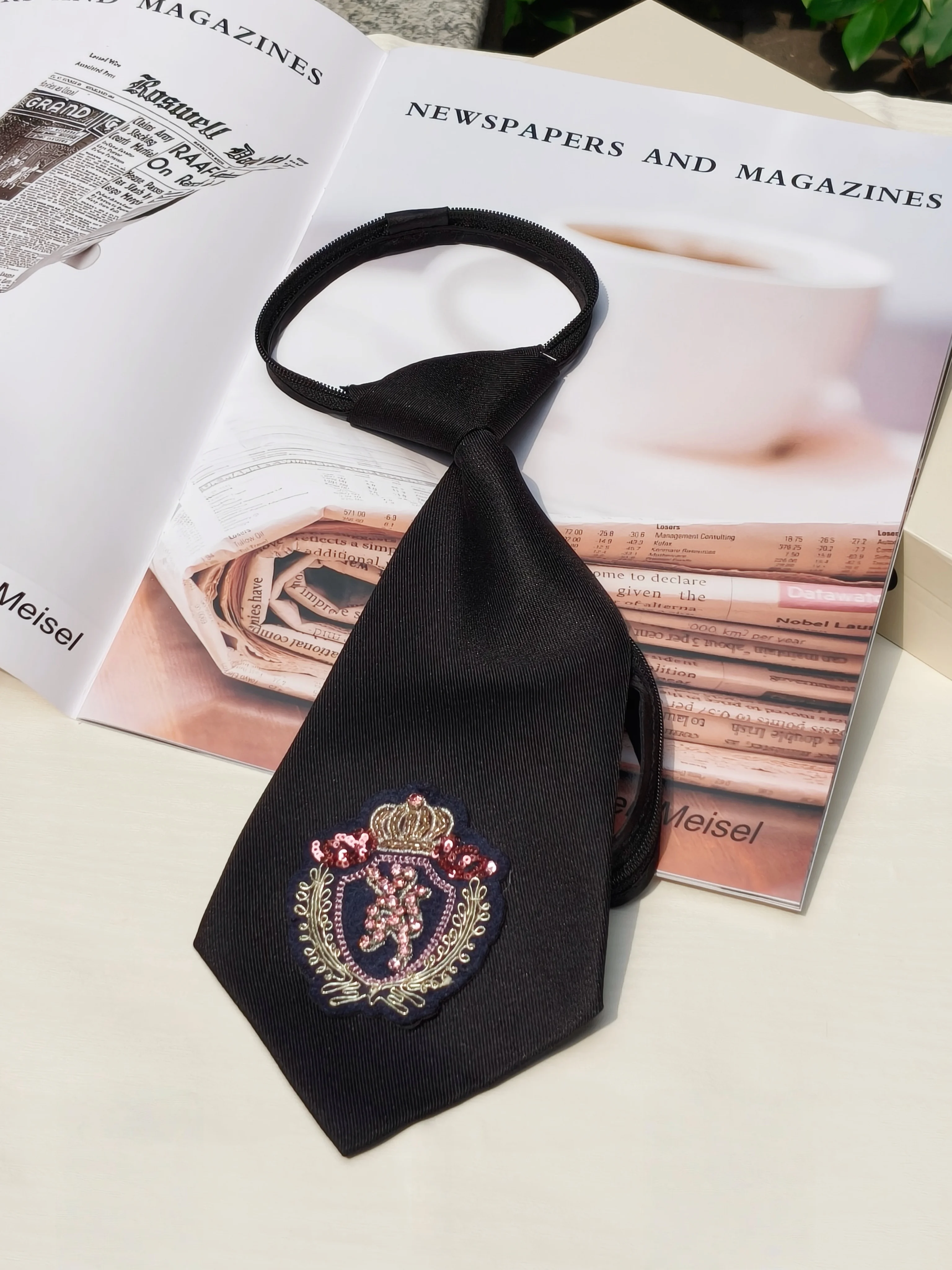 Women'S Accessories For Formal Wear - High-End Crown Badge Black Tie, No-Zipper
